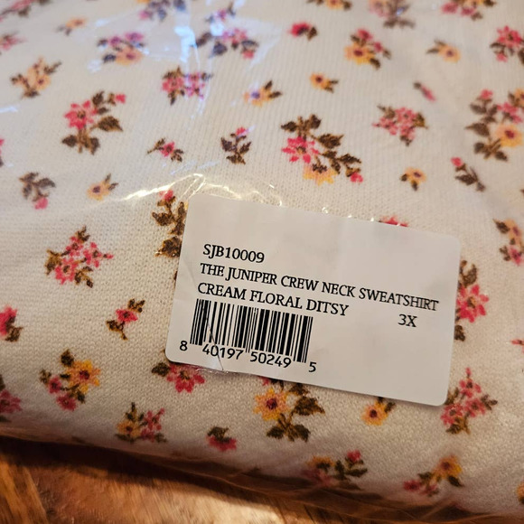 Bandier x Sincerely Jules The Juniper Crew Neck Sweatshirt Cream Floral Ditsy 3X - Picture 5 of 8